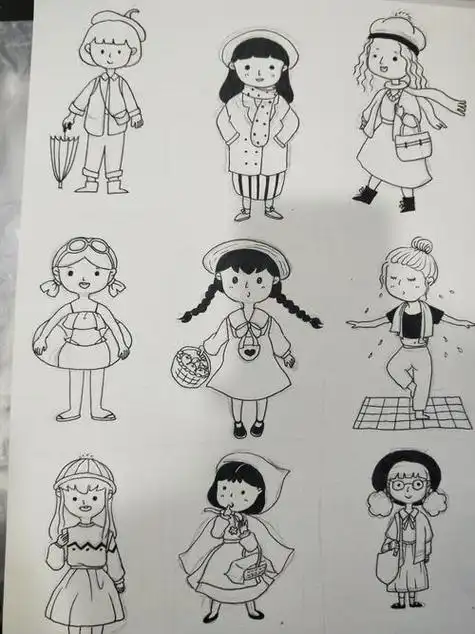 人的简笔画女孩全身