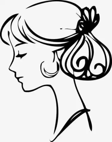 女人头像侧面女人侧颜简笔画长发美女侧影简笔画时尚女生侧面剪影效果