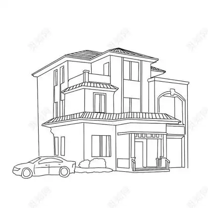 别墅房子简笔画屋子png素材