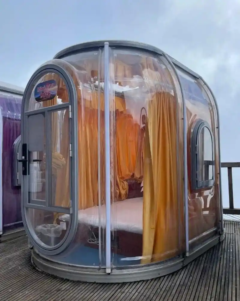 武功山金顶星空帐篷让你感受透明房子的浪漫 客栈提供免费开水,公共