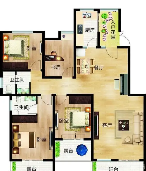 100平米小户型混搭风格设计平面图