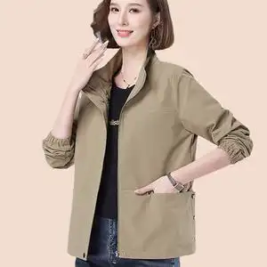 中老年妈妈装立领夹克上衣2022春秋新款大码宽松休闲女装短外套女