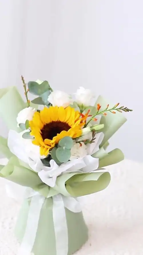 清新向日葵小花束包装教程