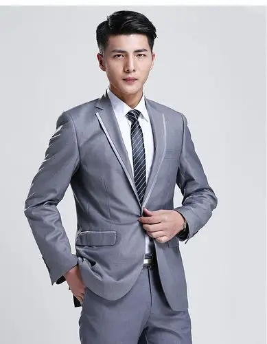 haipaihaoyu西服套装男修身商务正装西装拼接时尚西套西1637黑色175码