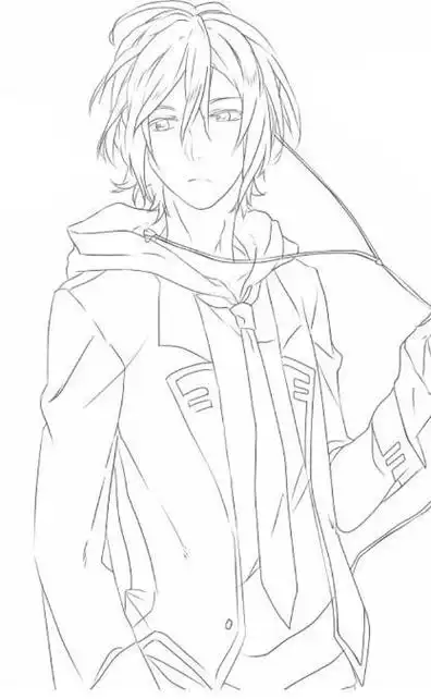 动漫男生全身照简笔画