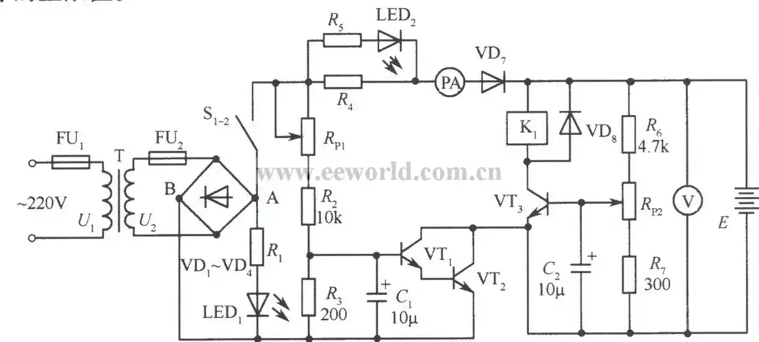 蓄电池自动充电器原理图 --电子电路图--电子工程世界