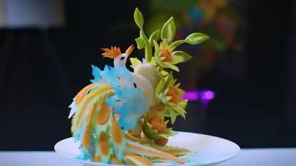 蔬菜拼盘之孔雀造型,太牛了