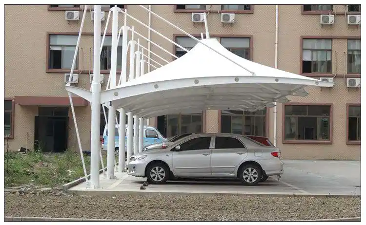 膜结构汽车停车棚 户外遮阳充电桩景观车棚 轿车帽顶式车棚设计_停车