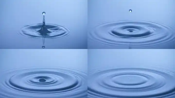 水滴溅入平静的水中超慢动作