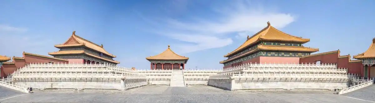 故宫博物院三大殿全景,太和殿,中和殿,保和殿