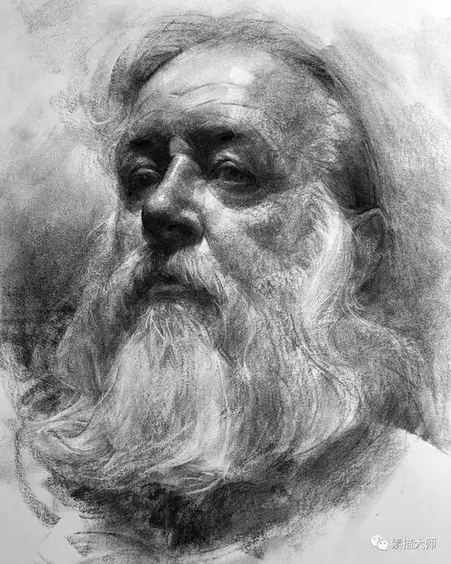 老人肖像素描,画得太精彩了