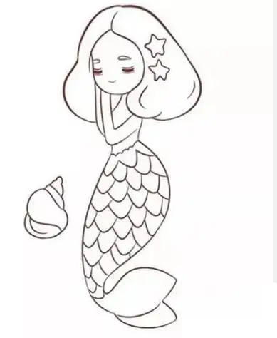 美人鱼素描简笔画教程视频
