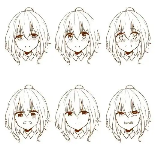 【素材】动漫女生喜怒哀乐的表情参考