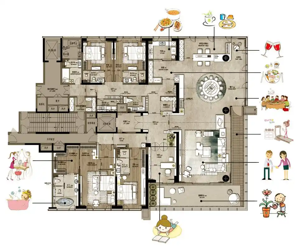 380平米的商业大平层,超豪华的室内布局带给你最顶级的生活享受