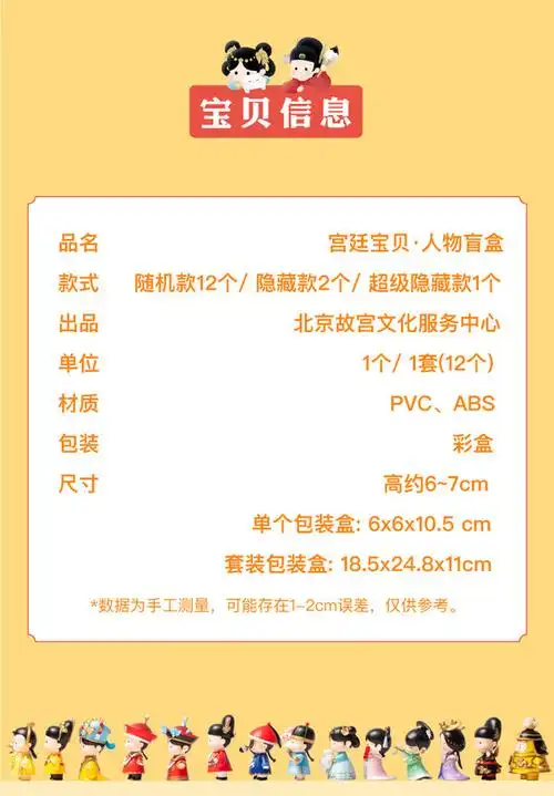 宫廷宝贝故宫人物盲盒1个随机单盒包装尺寸6x6x105cmpvcabs