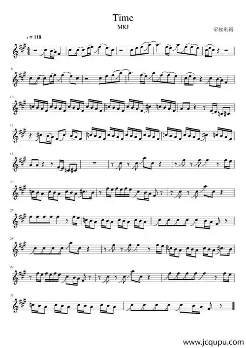 67time(降b调原谱)简谱 - 萨克斯谱-柳邻猫