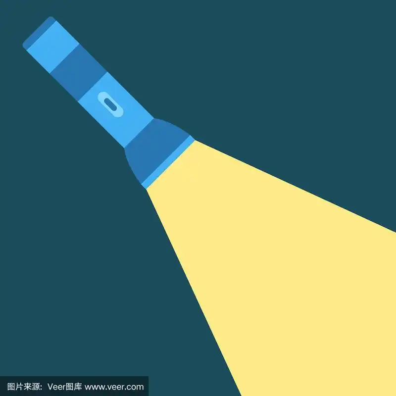 手电筒和一束光.孤立的矢量图.