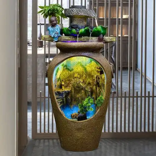 风水水景生财招财流水假山大型喷泉室内雾化涌泉喷头瀑布景观水帘