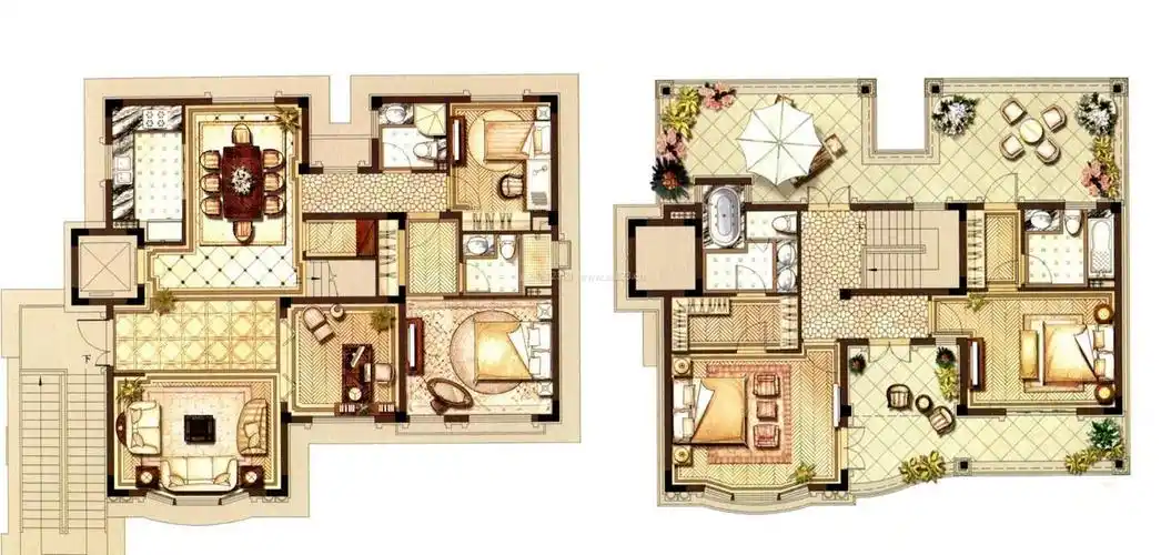 最新欧式风格农村复式小别墅户型图_装修123效果图
