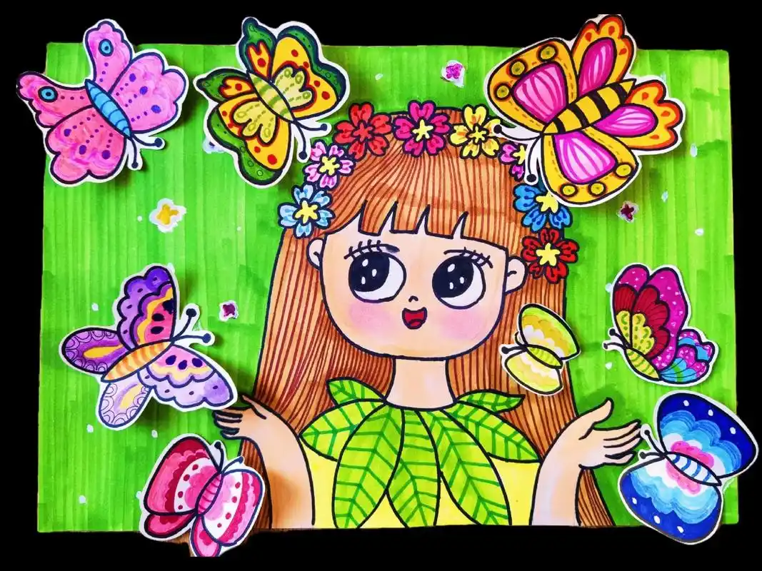 创意美术儿童画《夏天来喽》 适合#7岁～#8岁   宝贝哦 - 抖音