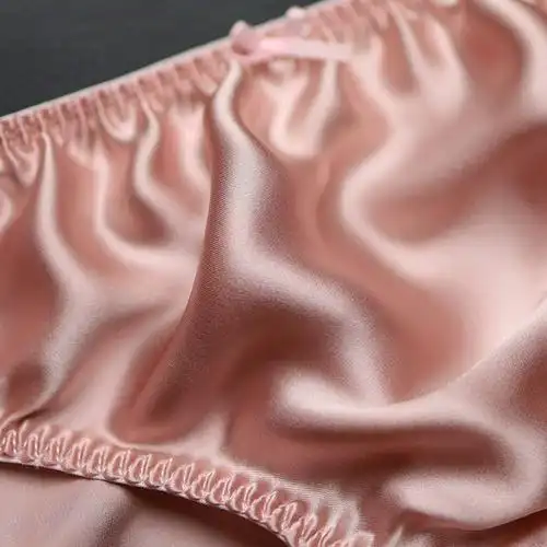 100%桑蚕丝甜美蝴蝶结三角真丝内裤 女中腰素绉缎速干亲肤透气 - 女士