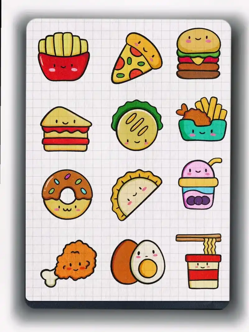 图文种草机 各种可爱零食简笔画小图案!#零食 #简笔画 # - 抖音