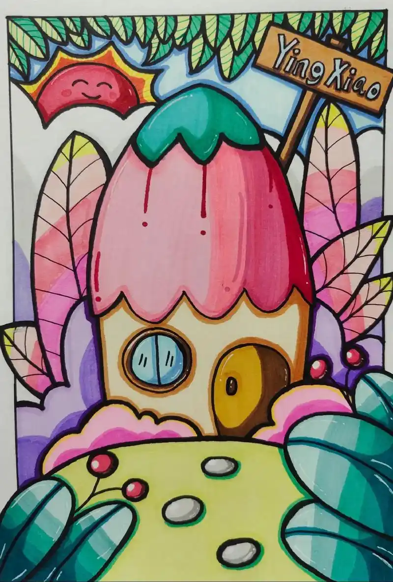 花朵房子(画中画)#儿童创意美术作品 #创意美术 #幼儿创意 - 抖音