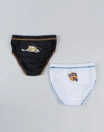 恒适hanes男士专场男童黑/白色印花全棉三角裤(2件装)