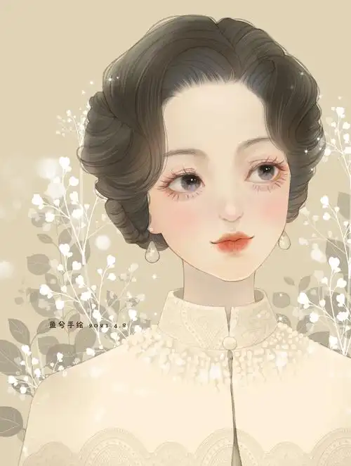复古手绘插画人间富贵花司藤|插画|创作习作|鱼兮水彩_原创作品-站酷z