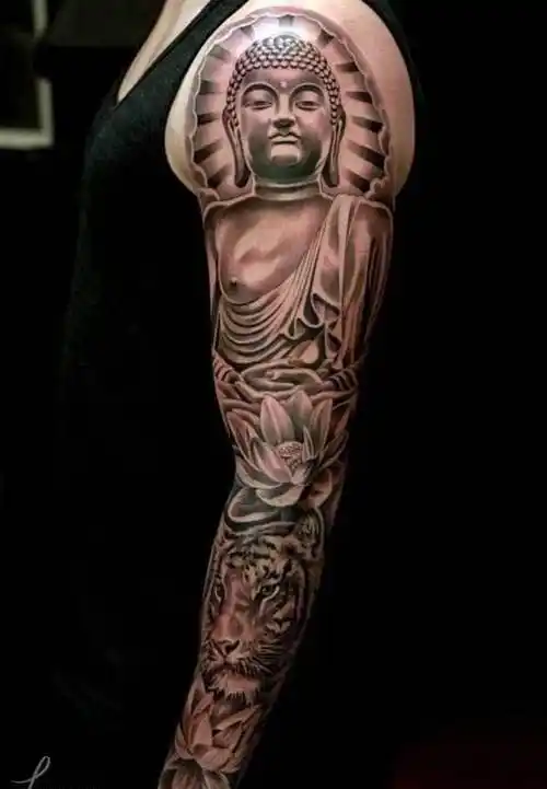 星影刺青素材:禅境: 一念放下,万般自在.经典的佛纹身素材