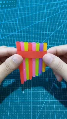 手工折纸#吸管自制儿童排箫,不用花钱买了