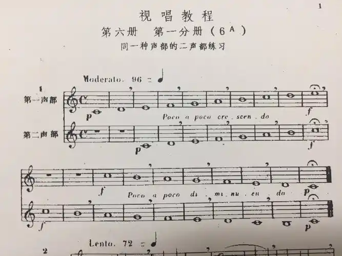 写美篇本周需要练习四条视唱,四条都是二声部视唱 注意拿到新视唱