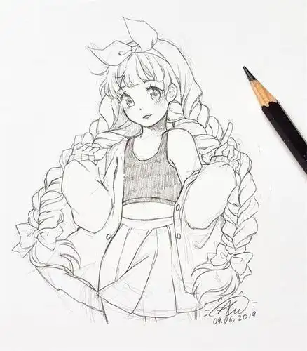 亲身画过黑白动漫线稿临摹适合新手临摹的动漫人物铅笔稿超简单还不收