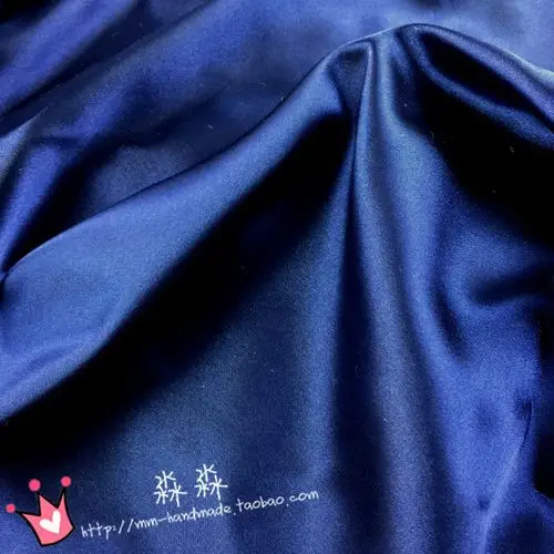 深蓝色睡衣布料藏青色缎面韧性仿真丝色丁亮面背景娃衣装饰面料