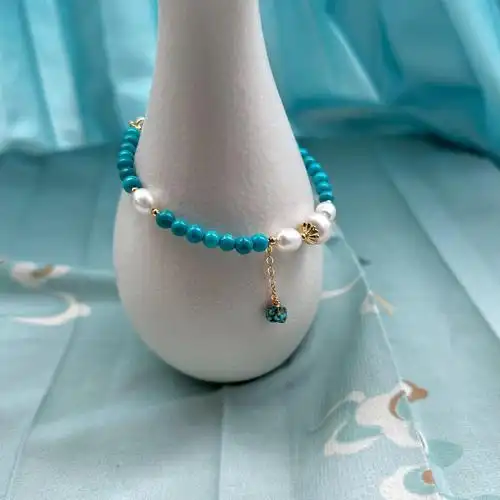 袍子杂货货铺古风淡水珍珠手链松石手串可调手链