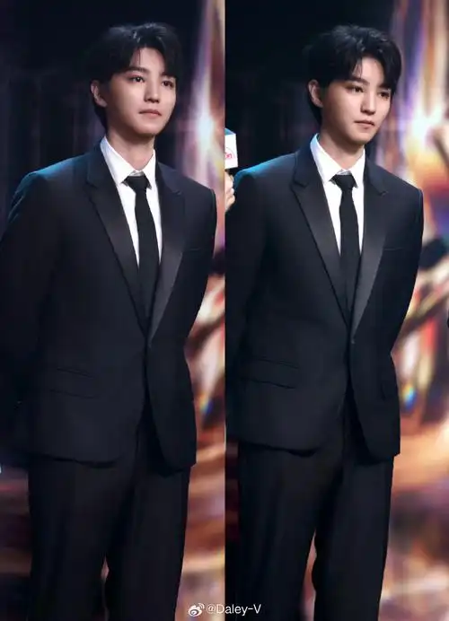 西装参加电影人的盛会,仔细看造型图里有一只小刺猬02#王俊凯亮相