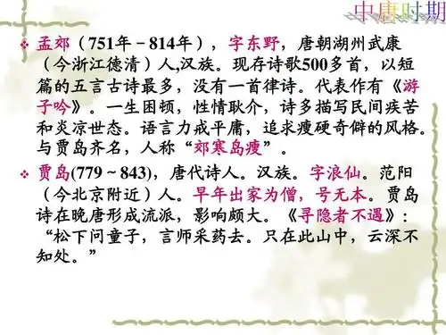 唐朝著名诗人简介ppt