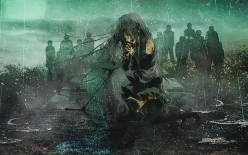 雨中高歌的动漫女生高清壁纸图片-动漫-3g电脑壁纸图片