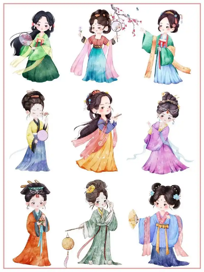 166066q版|古风少女国潮古装汉服插画素材  今天 为宝子们准备了