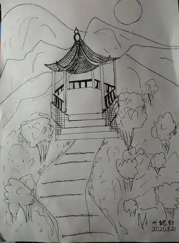 画法中国古典建筑线图国画古代建筑图片原创|简笔画|永乐宫|建筑|古风