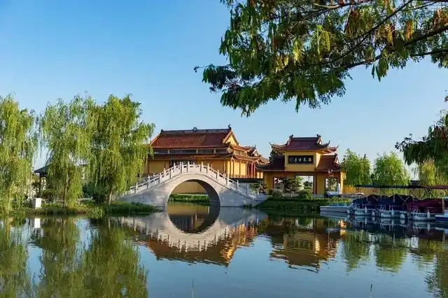 在江苏省盐城市阜宁县金沙湖旅游度假区和马家荡风景区内,清新丰茂的