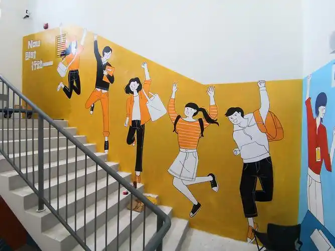 通州希尔顿酒店员工通道墙绘