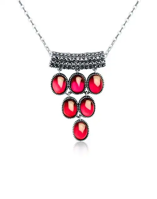 925银红刚玉泰银复古吊坠