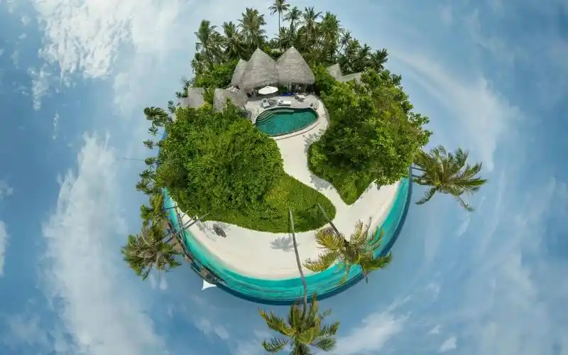 海色海岛航拍360全景 上帝视角 酷点全景短视频助手 一键全景图转短