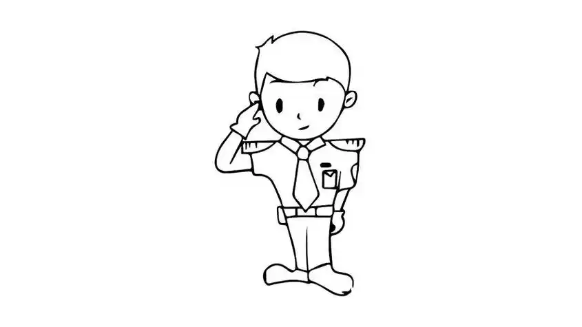 军人敬礼简笔画左侧面