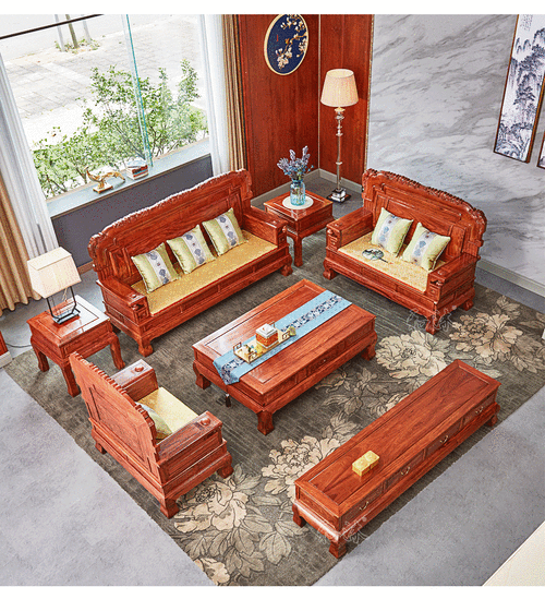 和沐红木家具非洲花梨学名刺猬紫檀全实木沙发中式客厅组合六件套沙发