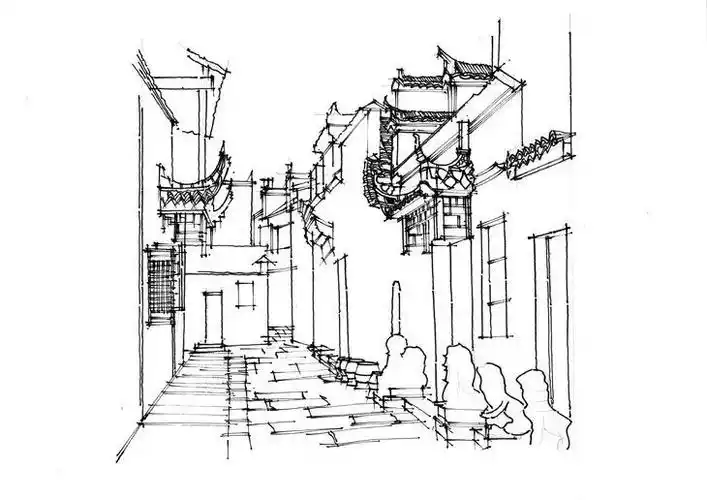 一行手绘原创精选100幅中国古建筑钢笔画步骤图视频解说送给勤奋得让