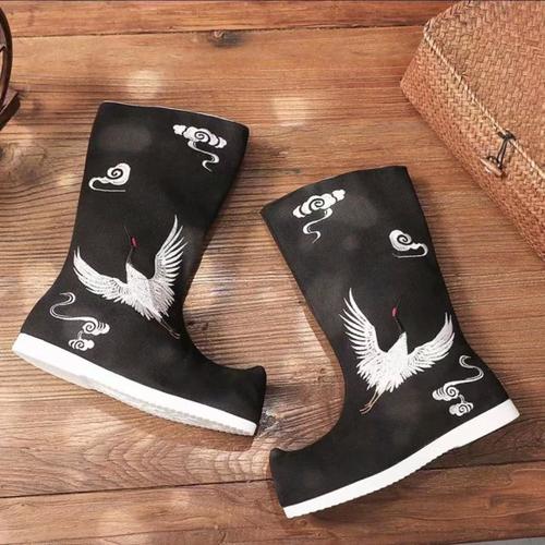 男内增高唐朝靴子飞鱼服男刺绣男女鞋古风中国风高帮百搭汉服鞋