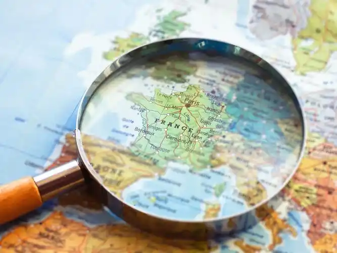 法国,地图,放大镜 壁纸