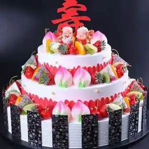 已售0三层寿桃仿真蛋糕模型2020新款老人过寿祝寿水果生日蛋糕样品定